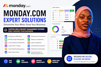 setup monday crm monday com project management CRM makecom zapier n8n automation