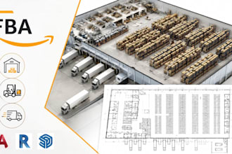 create fba fulfillment center plans, warehouse layout and cad drawings