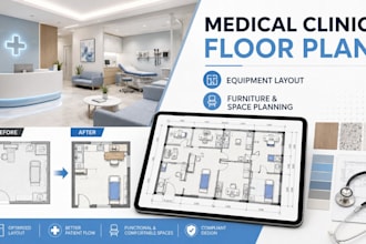 design medical clinic floor plan, equipment layout and furniture space planning