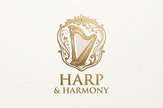 design an elegant harp logo for your brand