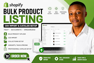 do shopify bulk product listing, CSV import and catalog setup
