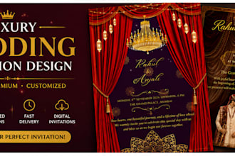 design a beautiful luxurious custom wedding invitation