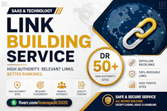 build link insertion on DR 50 plus saas and tech website