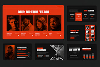 design a cinematic film pitch deck, movie lookbook and investor deck