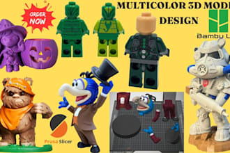design multicolor 3d model paint and split stl to 3mf for bambu ams prusa mmu