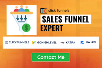 design and build a sales funnel in gohighlevel, clickfunnels or kartra