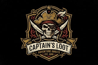 design a bold pirate logo for your brand