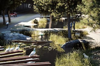 create realistic  landscape architecture renderings