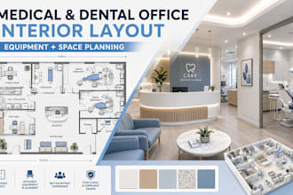 design medical and dental office interior layout with equipment space planning
