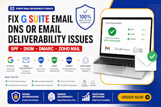 fix g suite email deliverability, dns, spf dkim dmarc and zoho mail setup