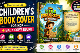design eye catching children book cover for KDP and write your back copy blurb