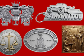 sculpt 3d coin model bas relief medallion pendant cnc stl model for 3d printing
