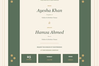 design a beautiful and editable wedding invitation card
