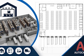 create fulfillment warehouse plans, storage layout and autocad drawings