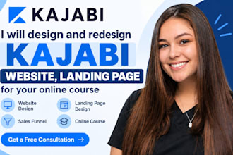 design and redesign kajabi website, landing page for your online course