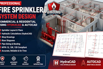 do commercial and residential fire sprinkler systems using hydracad and autocad