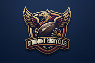 design a powerful rugby ball logo for your team
