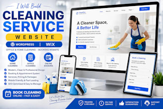 build cleaning service website wordpress wix website office home cleaning bookin
