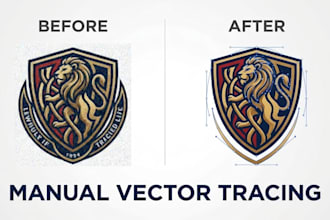 do manual vector tracing, logo redraw and image to vector