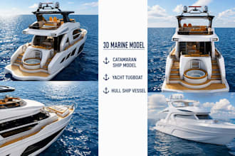 3d marine model yacht tugboat design catamaran model hull ship vessel 3d printin