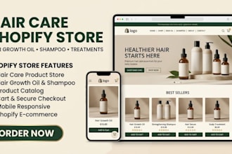 build hair growth oil and shampoo shopify store for hair care products