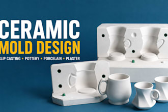 design ceramic pottery porcelain plaster, slip casting molds for manufacturing