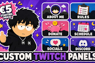 design custom twitch panels overlays banners and stream graphics
