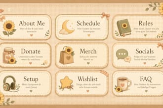 design custom twitch panels, banners and stream graphics