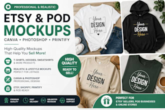 design  canva mock up printify listing photoshop images mock up product