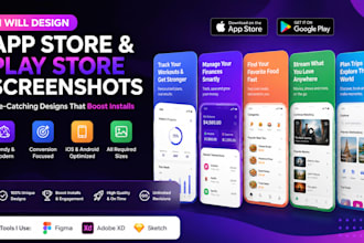 design mobile app UI UX, figma mockups ios android app screenshots