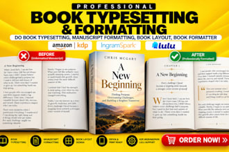 do book typesetting, manuscript formatting, book layout, book formatter
