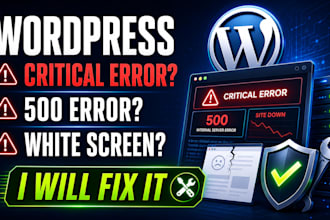 fix wordpress critical error, 500 error and white screen
