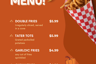 design a professional restaurant menu for your cafe or restaurant