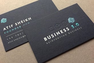 design luxury embossed business card, foil and premium print artwork