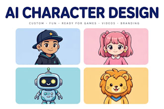 create custom ai character design and cartoon illustration