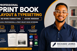 typeset print book, book layout, ms word formatting, adobe indesign