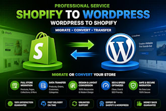 convert or migrate shopify to wordpress and wordpress to shopify
