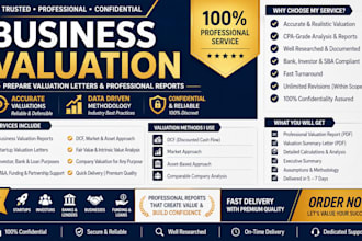prepare business valuation, startup valuation letters and professional reports