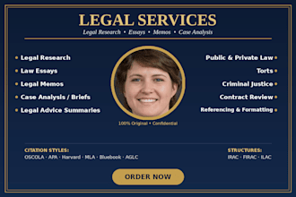 do legal research, memo, tort, criminal justice, and business law