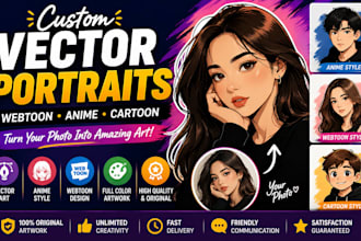 draw vector portrait  webtoons anime illustration webtoon portrait drawing