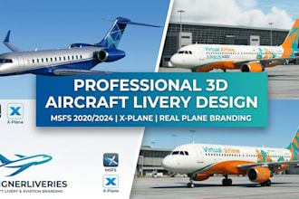 design custom 3d aircraft livery for msfs or real plane