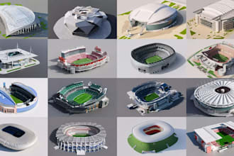 create realistic 3d stadium, sports complex and facility architectural rendering