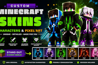 create a custom minecraft skin, character and pixel art