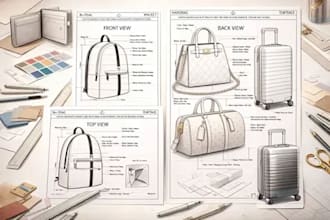 design bag tech pack, handbag, purse, backpack and tote bag for manufacturing