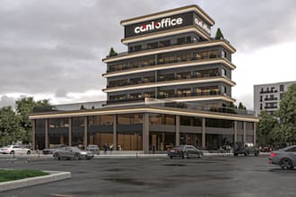design 3d commercial office, multi unit commercial building, parametric facade