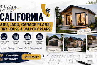 design california adu, jadu, garage plans, tiny house and balcony plans