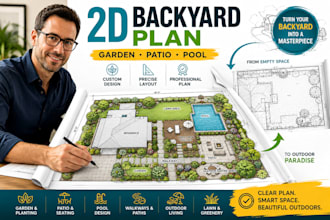 design 2d backyard landscapes drawing, garden plans, patio designs and pool plan
