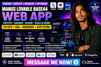 design deploy manus lovable base44 crypto gaming blog web app IOS mvp vps host