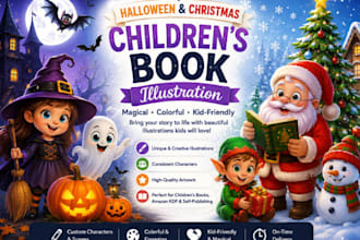 create children book halloween  illustration, christmas book