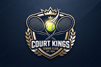 design a powerful tennis rackets logo for your team
